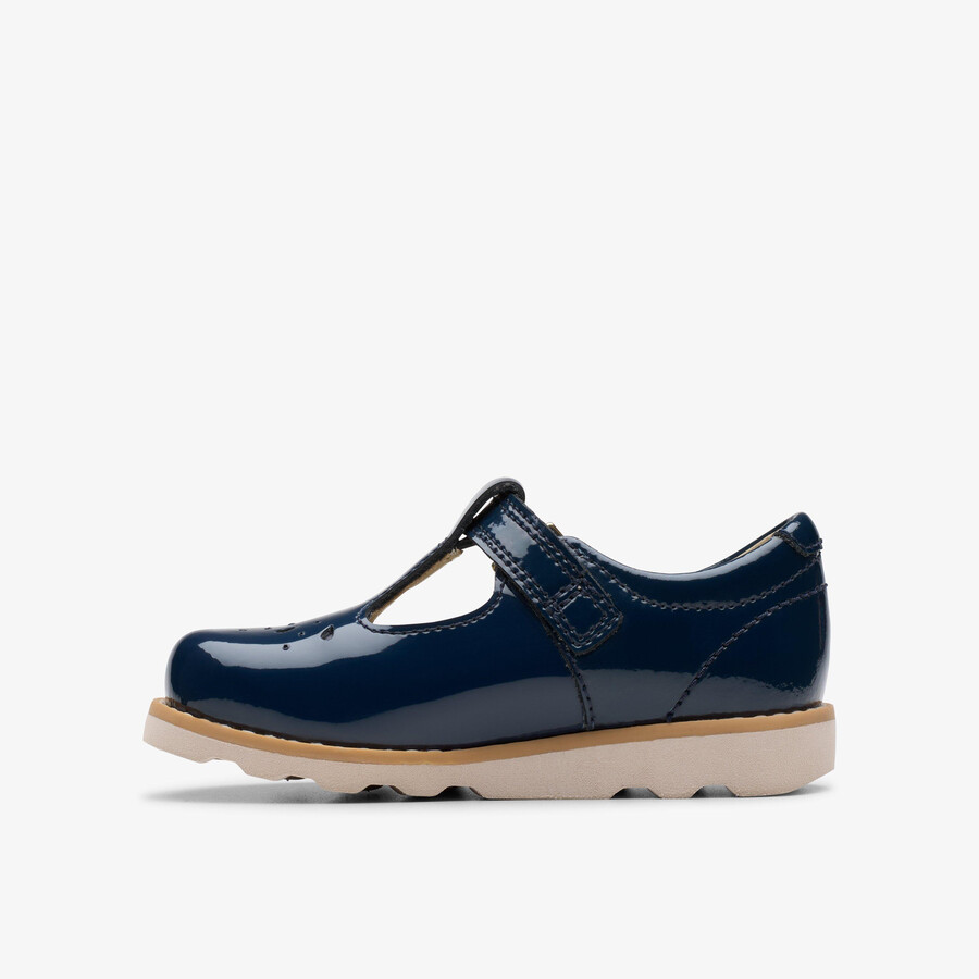 peuterprint met kroonmotief - marineblauw lakleer