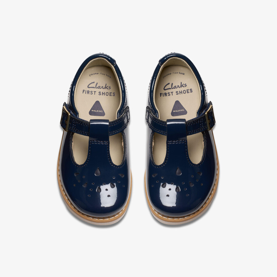 peuterprint met kroonmotief - marineblauw lakleer