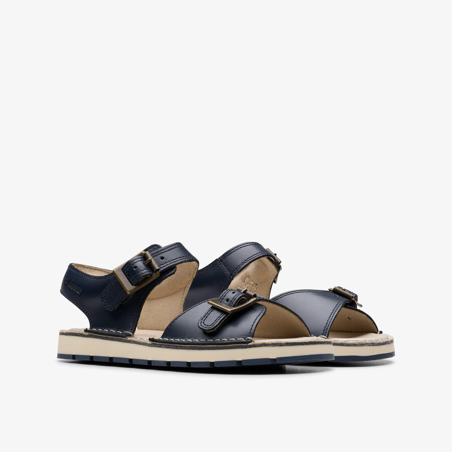 playsun kid - marineblauw leer