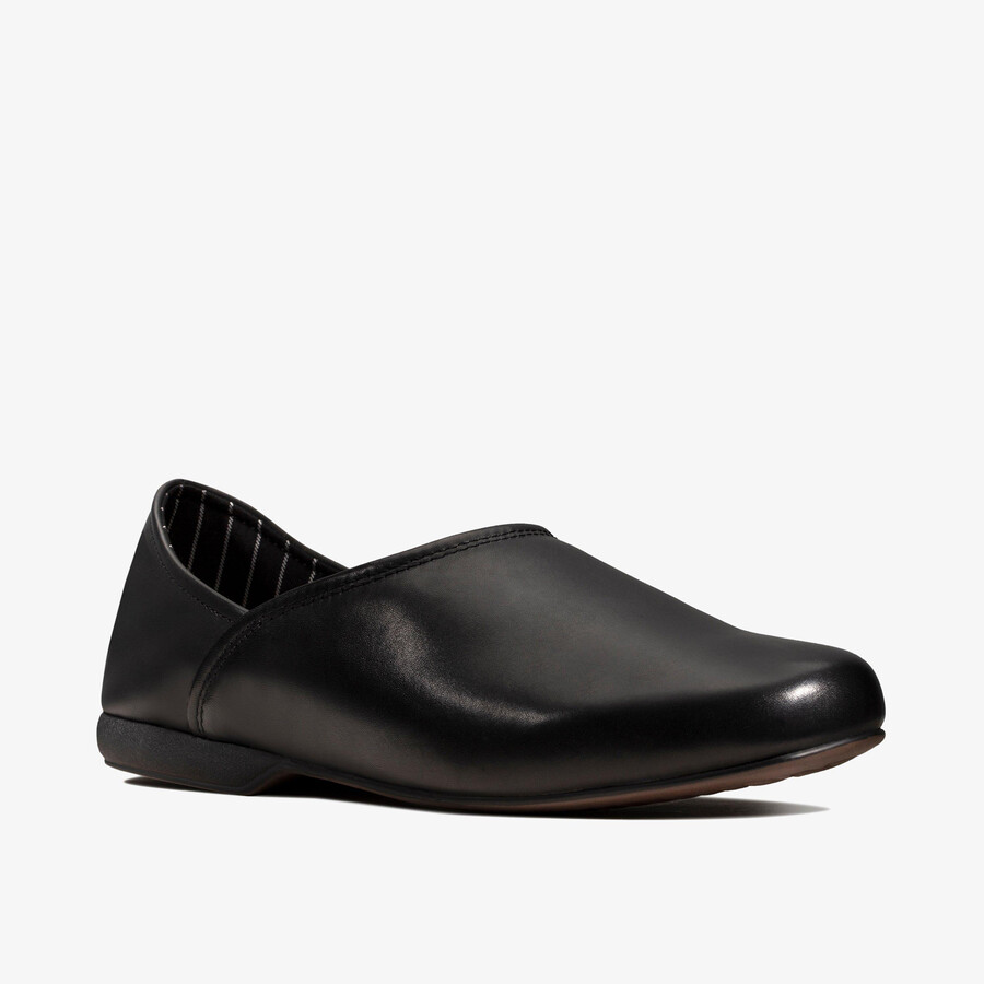harston elite slipper - zwart leer