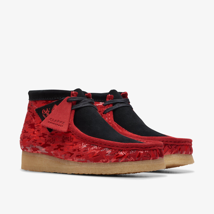 wallabee-laars - rode camouflage