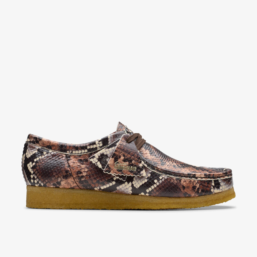 wallabee - bruine slangenprint