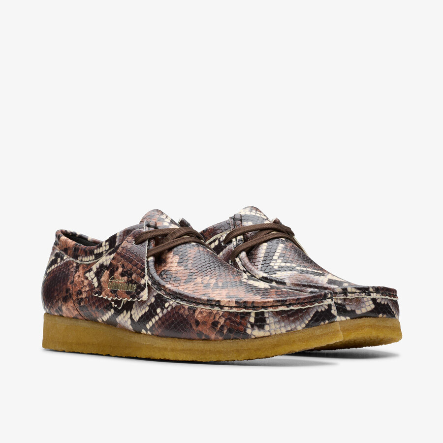 wallabee - bruine slangenprint