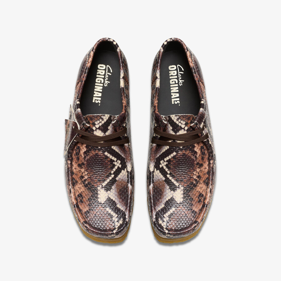 wallabee - bruine slangenprint