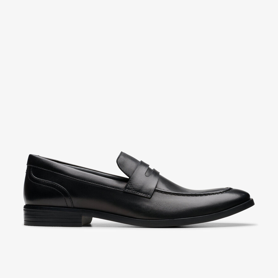 brandon step loafer - zwart leer