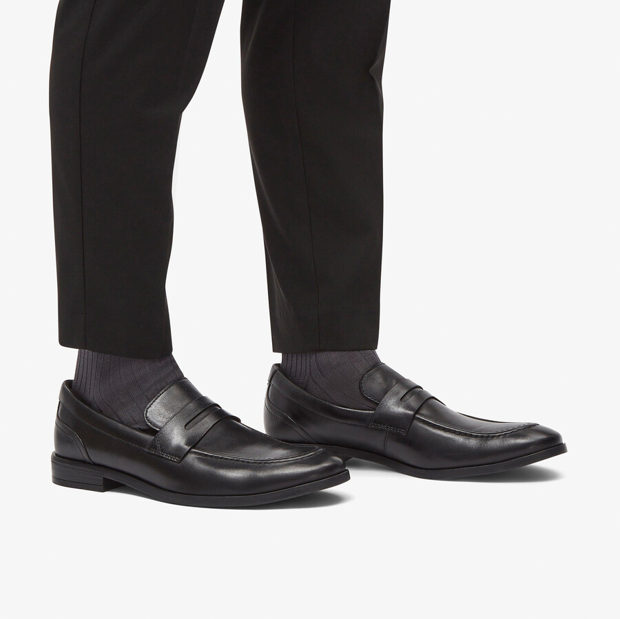 brandon step loafer - zwart leer