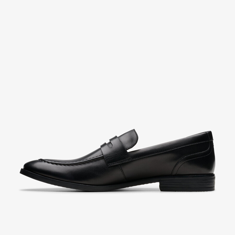 brandon step loafer - zwart leer