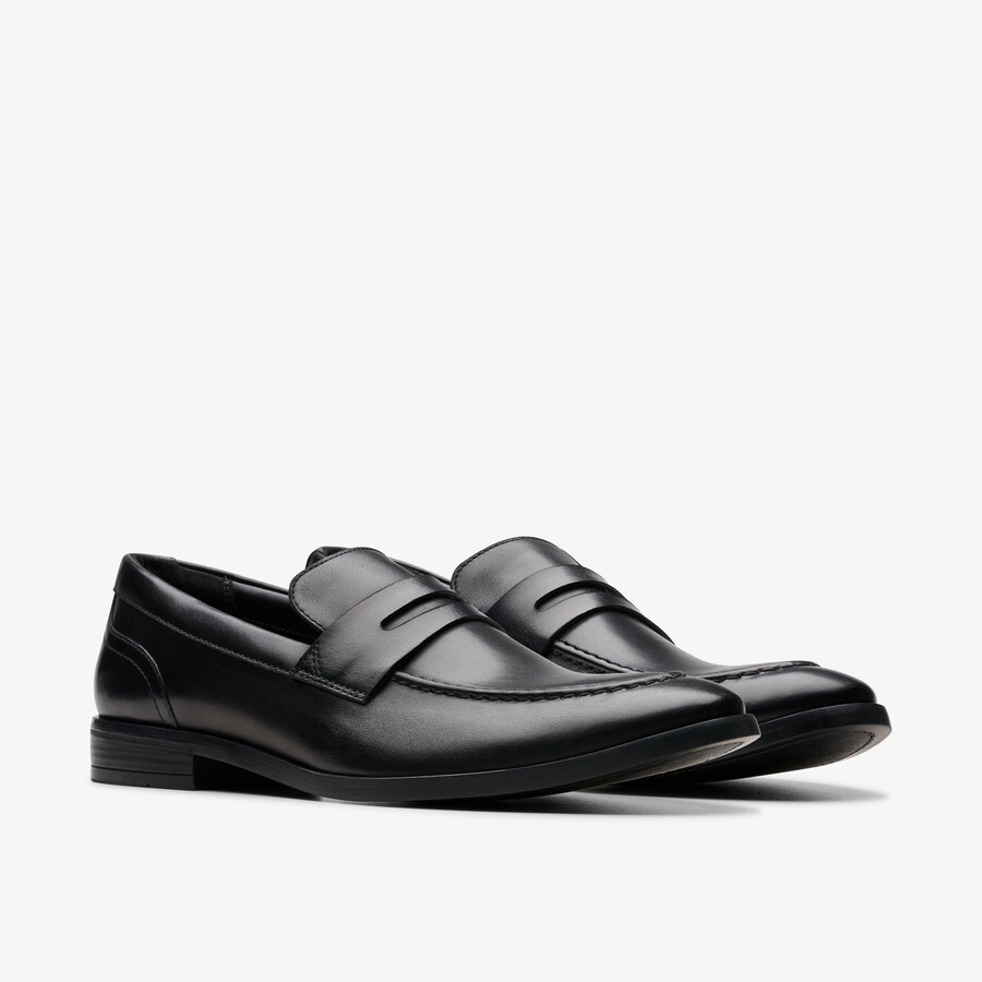 brandon step loafer - zwart leer
