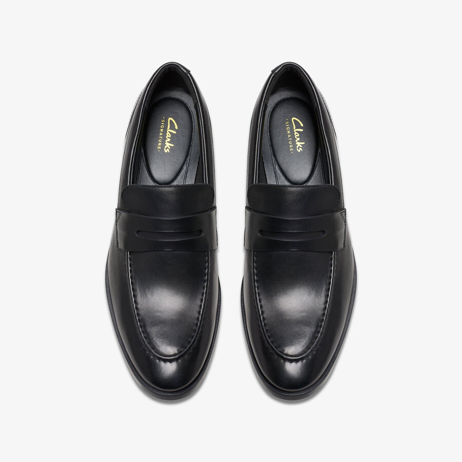 brandon step loafer - zwart leer