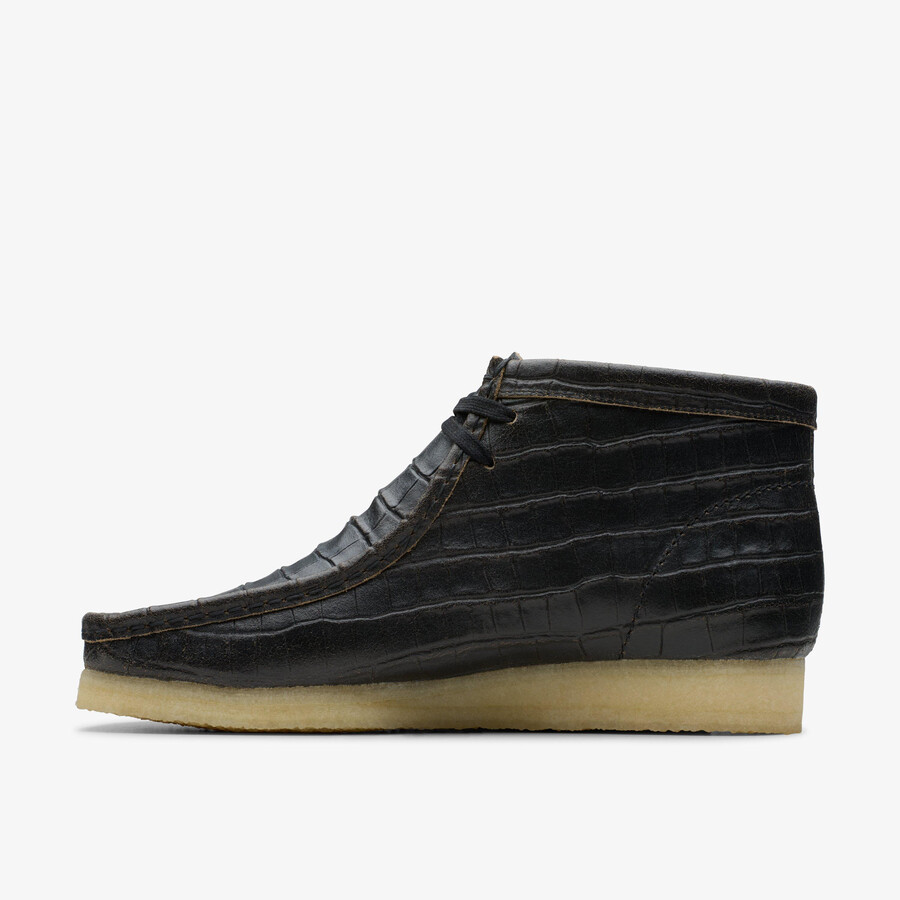 wallabee boot - zwart krokodillenleer