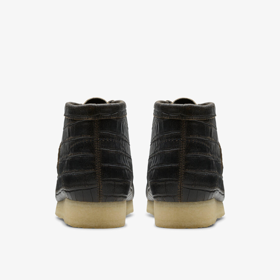wallabee boot - zwart krokodillenleer