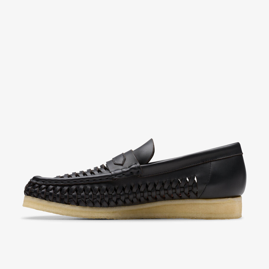 wallabee penny weave - zwart leer