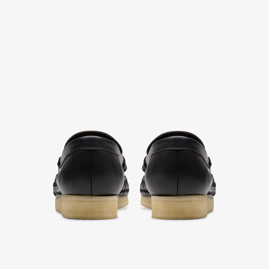 wallabee penny weave - zwart leer
