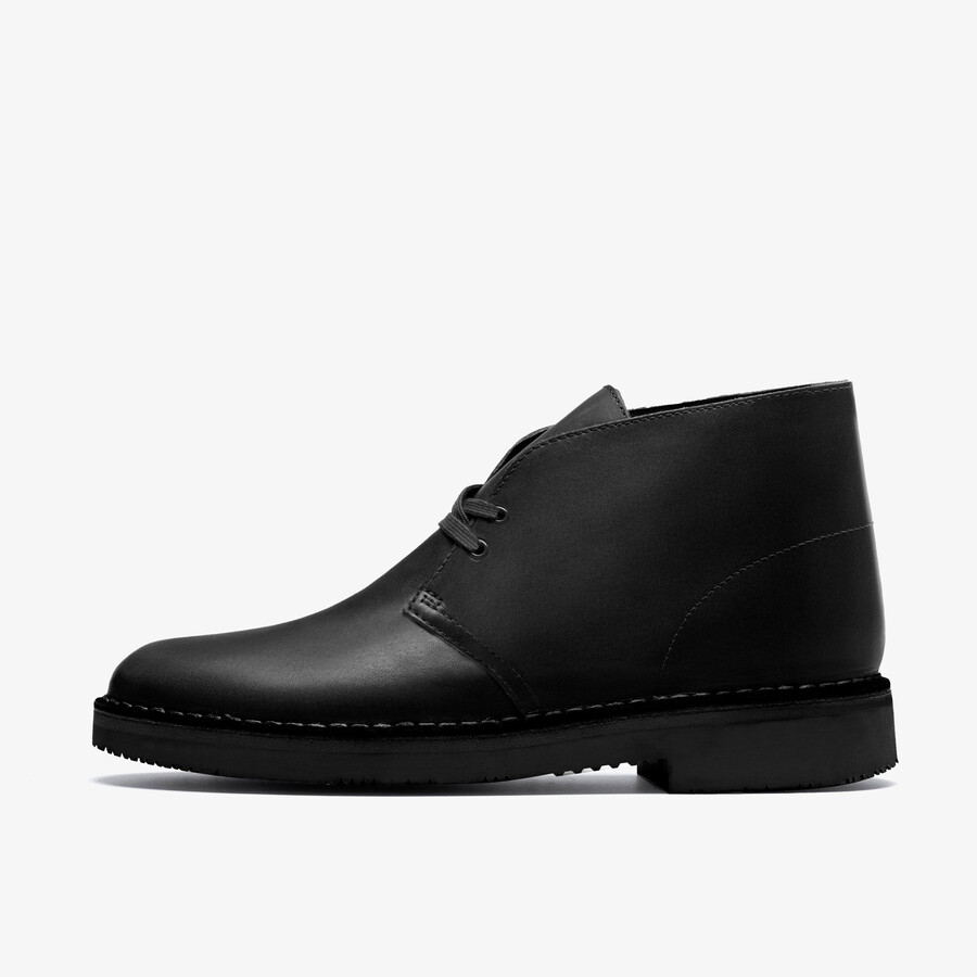desert boot gore-tex - zwart leer