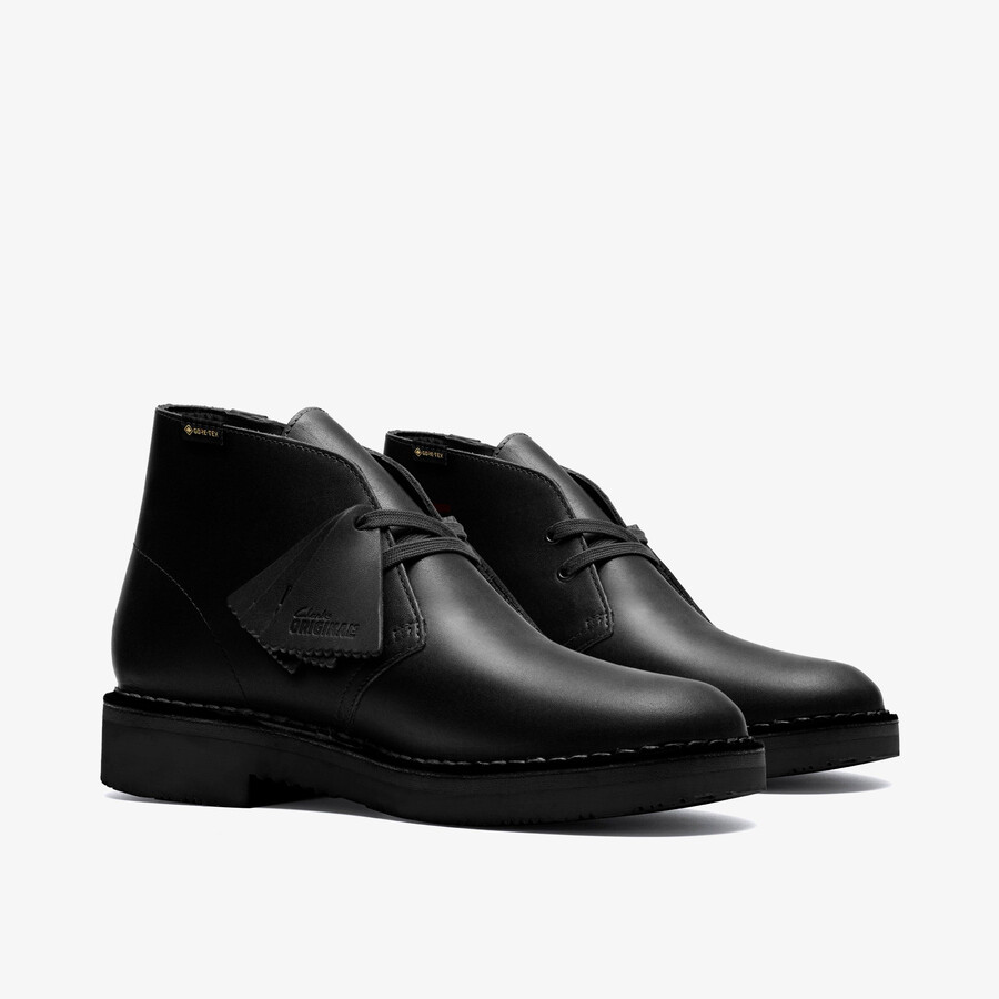 desert boot gore-tex - zwart leer