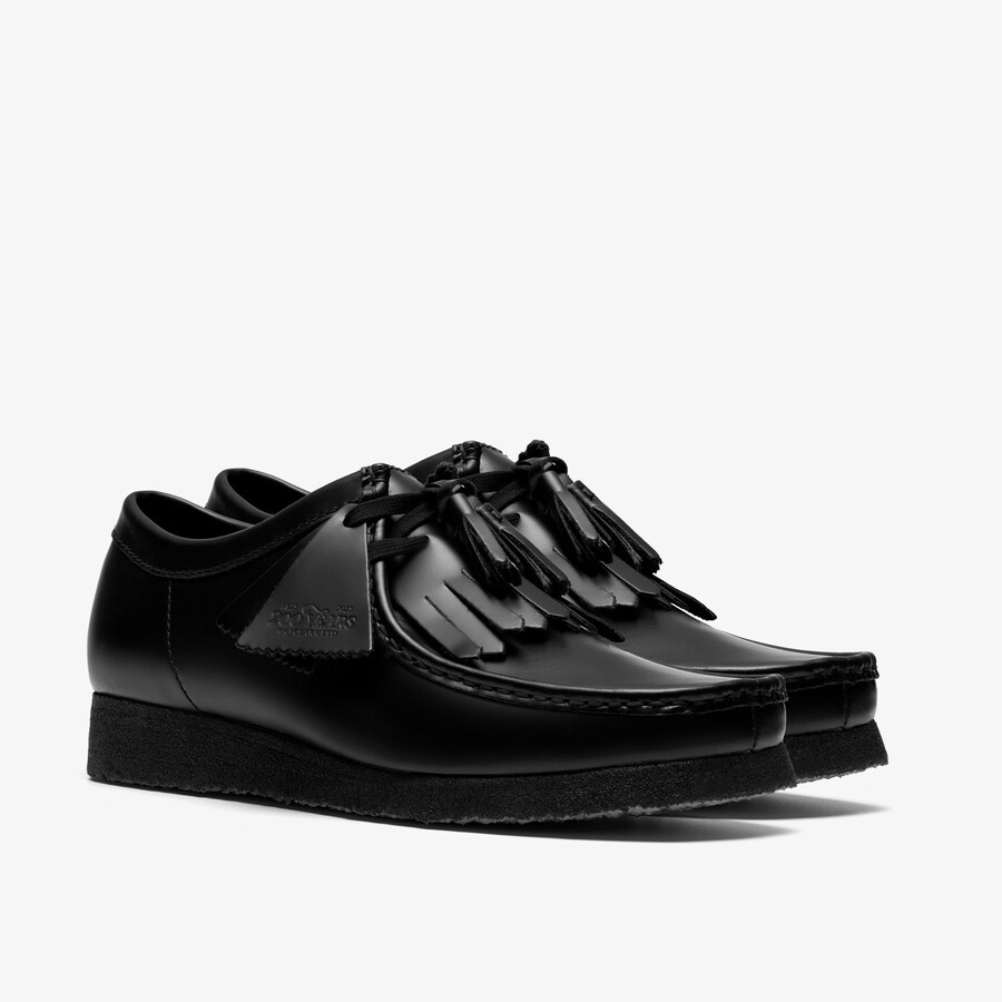 wallabee - zwart hoogglanzend leer