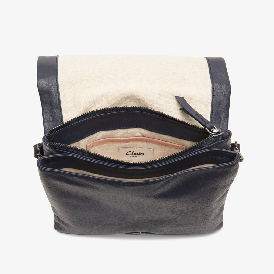 treen medium - marineblauw leer