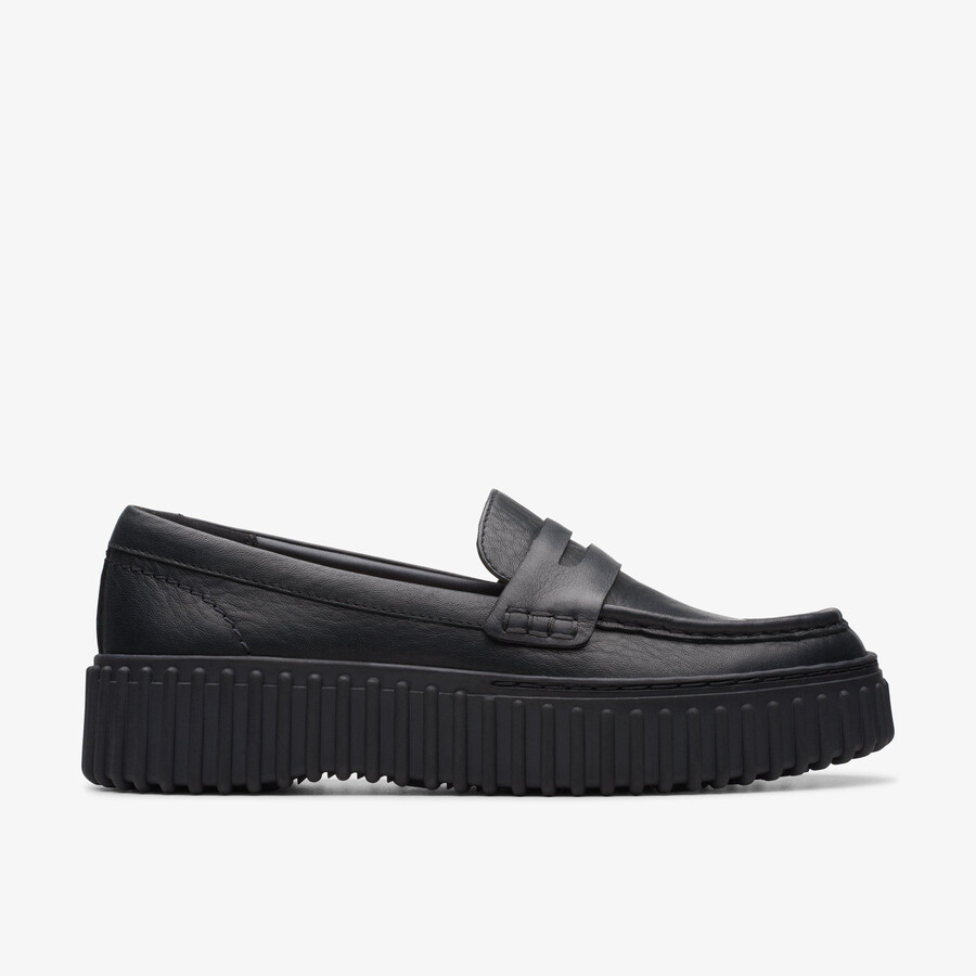 torhill penny loafer - zwart leer