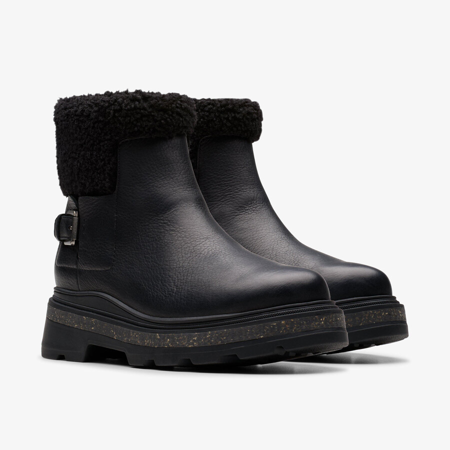 hencroft madi waterproof - zwart warmgevoerd leer