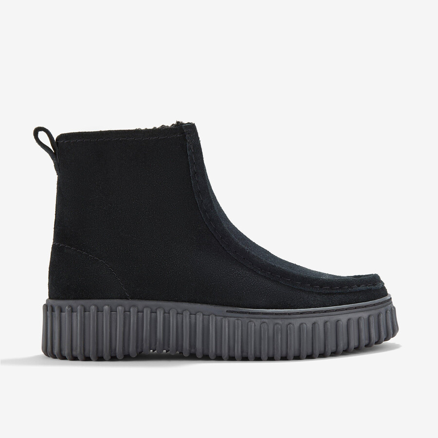torhill cozy - zwart warmgevoerd suède