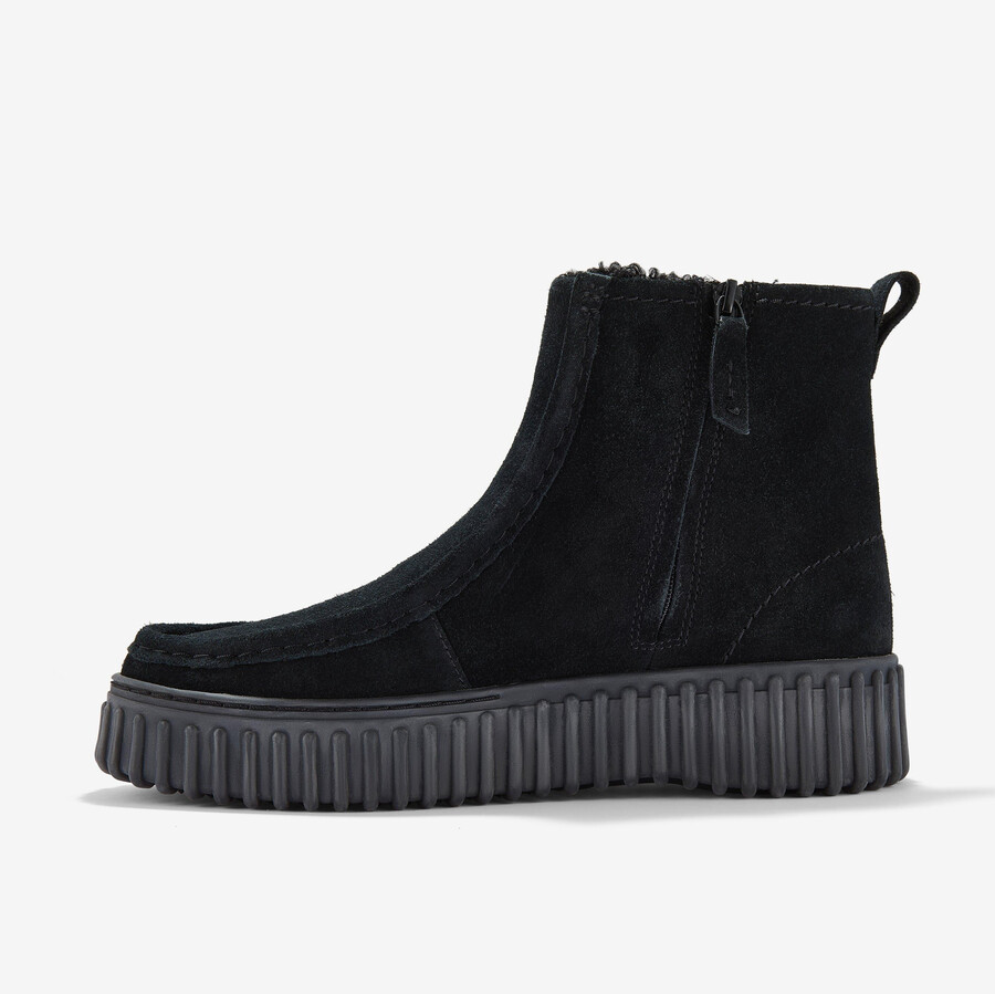 torhill cozy - zwart warmgevoerd suède