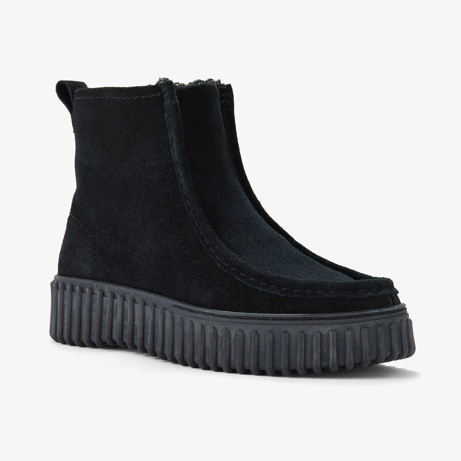 torhill cozy - zwart warmgevoerd suède