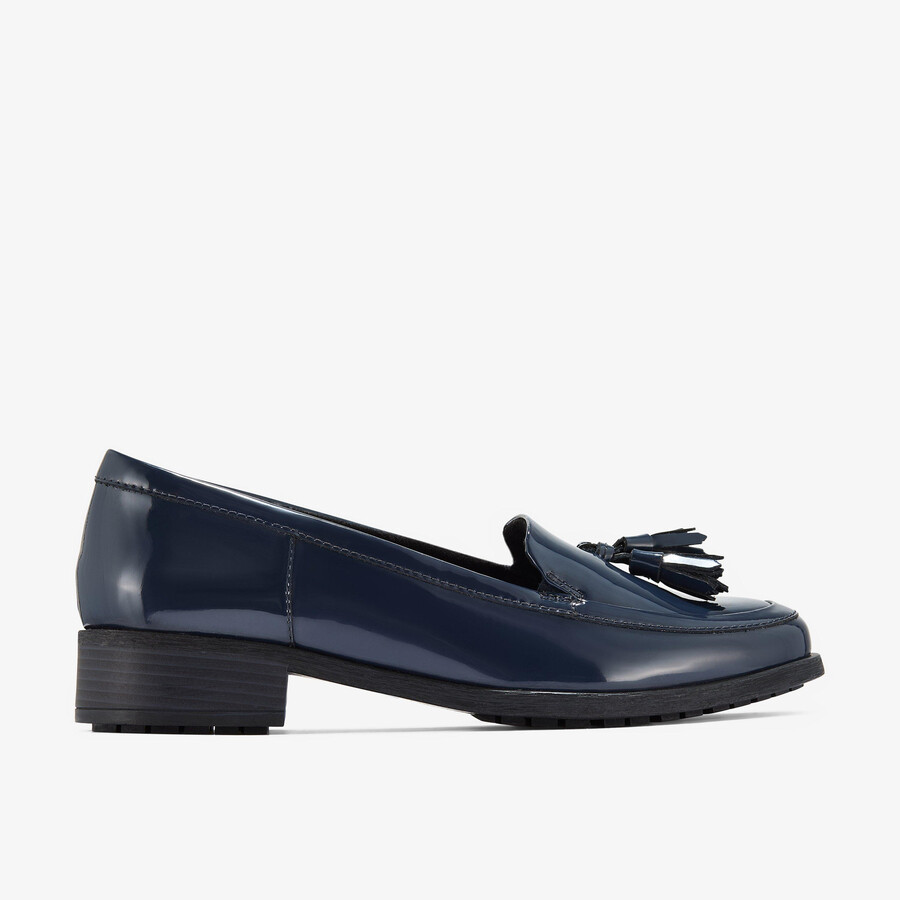 havisham edge loafer - marineblauw lakleer