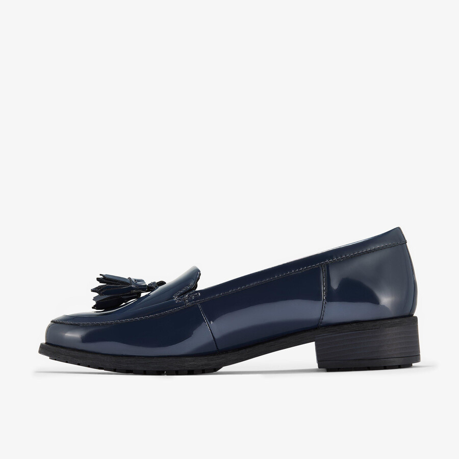 havisham edge loafer - marineblauw lakleer