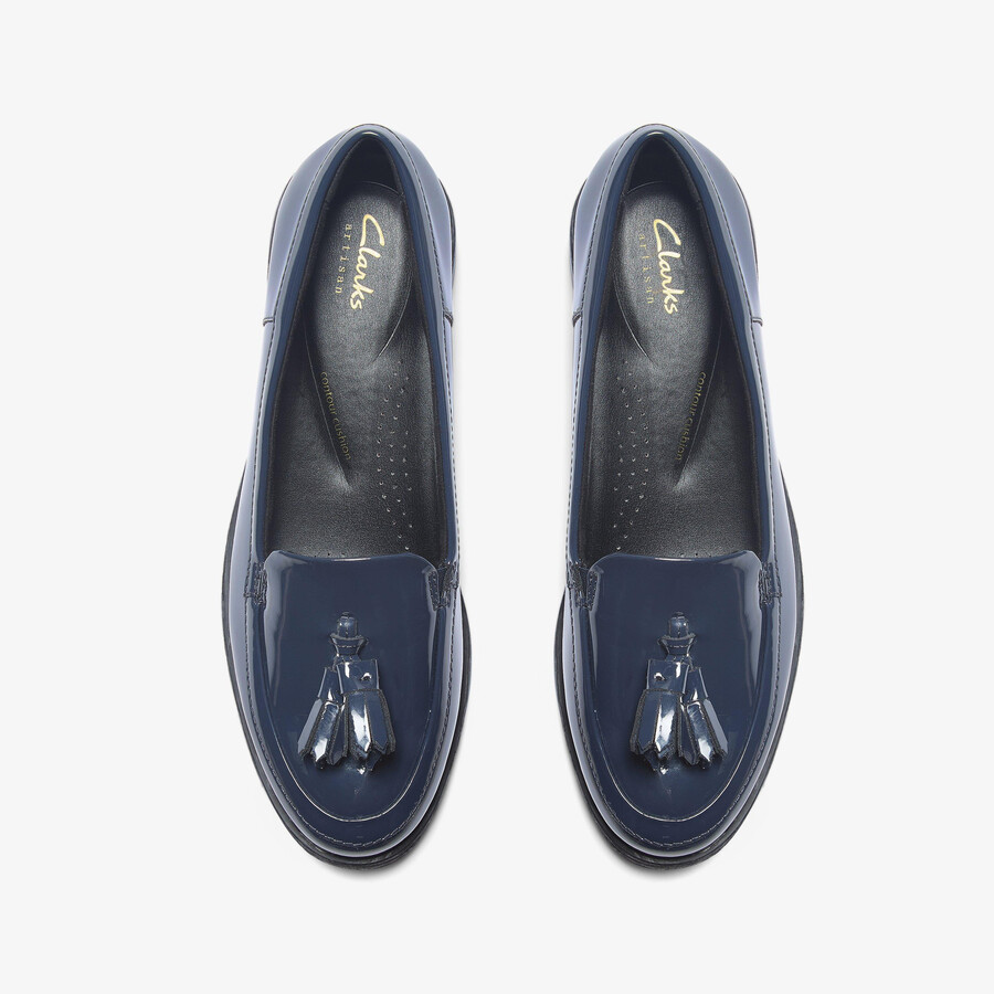 havisham edge loafer - marineblauw lakleer