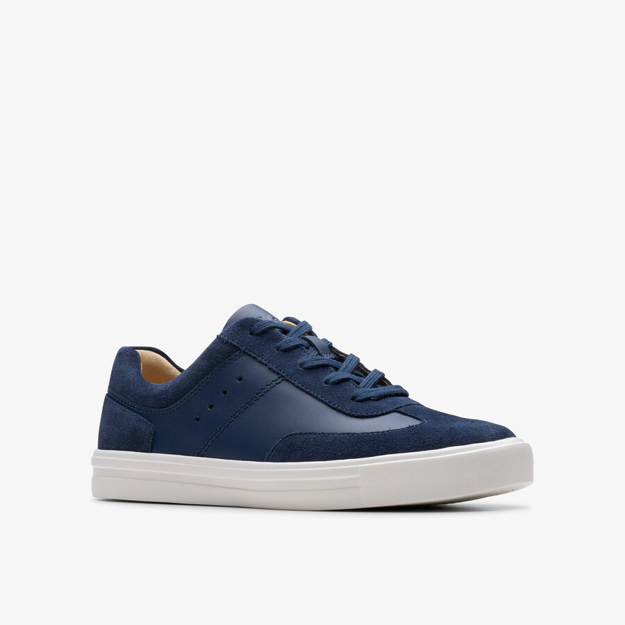 makea court - marineblauw leer
