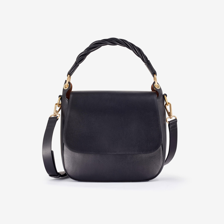twist midi - zwart leer